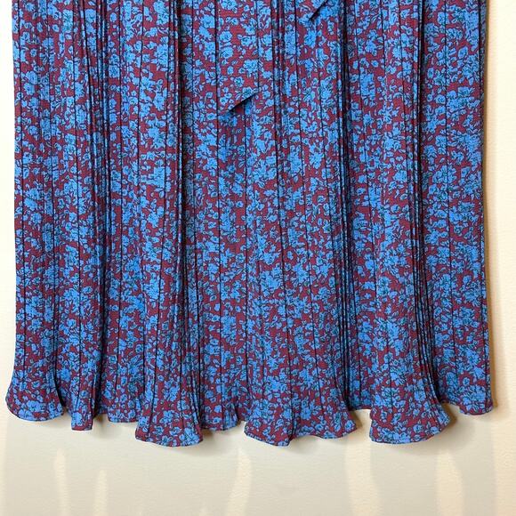 NWT Alice Blue Maroon Micro Floral Print Pleated Midi Skirt Womens Size Large L - Picture 3 of 10